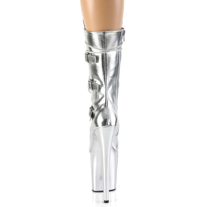 FLAMINGO-1053 Silver Metallic Pu/Silver Metallic Pu Mid-Calf Boot Pleaser US Size (Women's): 5