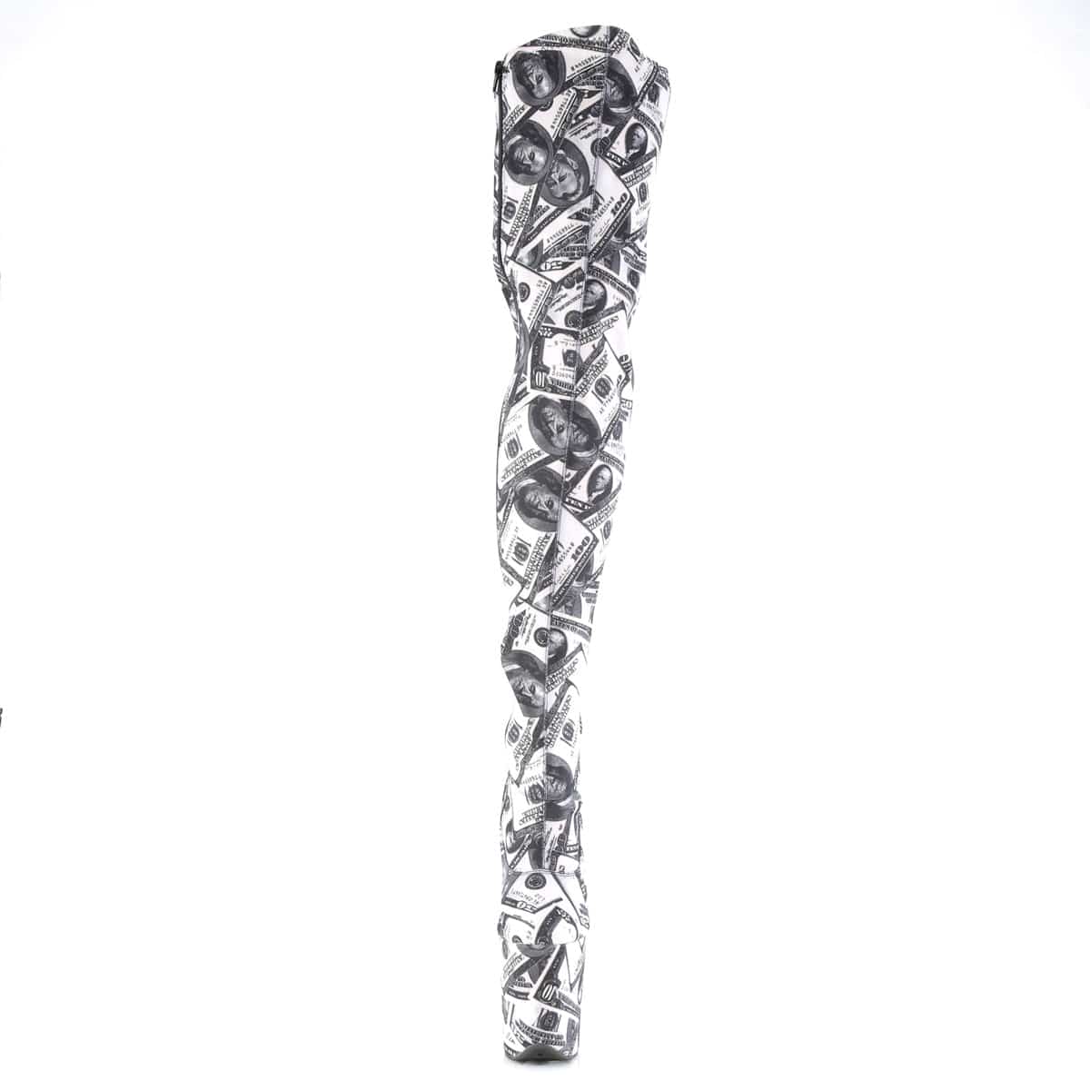 FLAMINGO-3000DP White-Black Stretch Fabric/White-Black Fabric Thigh Boot Pleaser US Size (Women's): 5