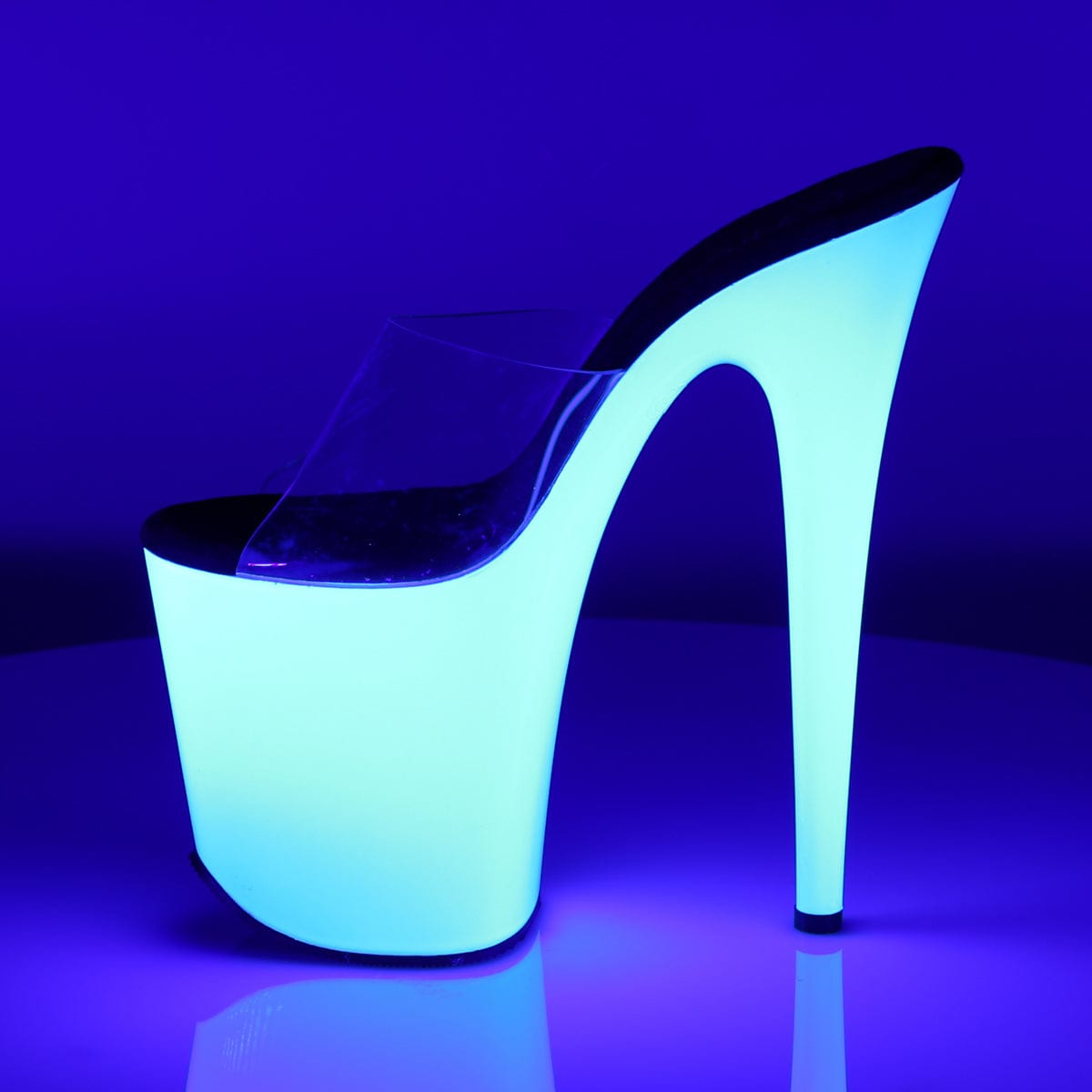 FLAMINGO-801UV Clear/Neon White Slide Pleaser US Size (Women's): 5