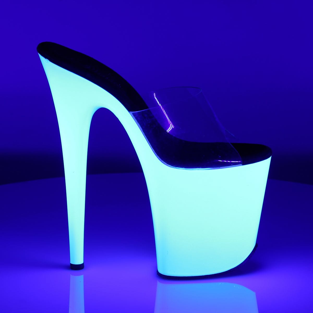 FLAMINGO-801UV Clear/Neon White Slide Pleaser US Size (Women's): 5