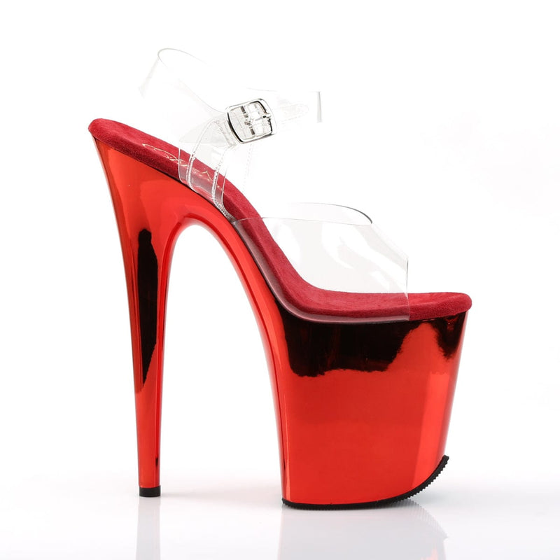 FLAMINGO-808 Clear/Red Chrome Platform Sandal Pleaser US Size (Women's): 5