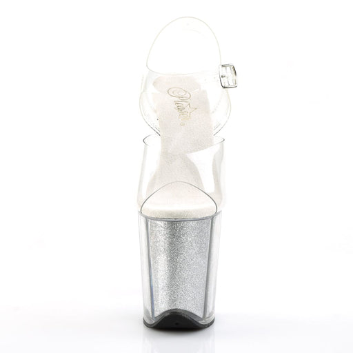 FLAMINGO-808G Clear/Silver Glitter Platform Sandal Pleaser US Size (Women's): 5
