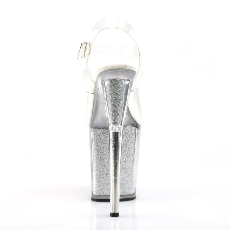 FLAMINGO-808G Clear/Silver Glitter Platform Sandal Pleaser US Size (Women's): 5