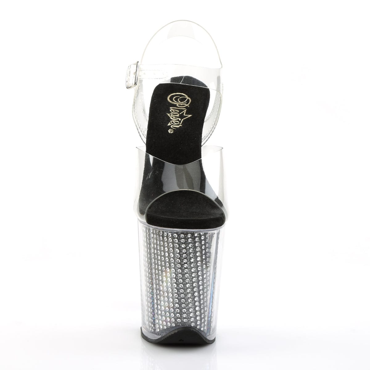 FLAMINGO-808SRS Clear/Black Simulated Rhinestones Platform Sandal Pleaser US Size (Women's): 5