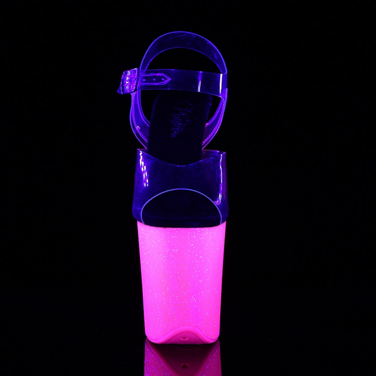 FLAMINGO-808UVG Clear/Neon Hot Pink Glitter Platform Sandal Pleaser US Size (Women's): 5
