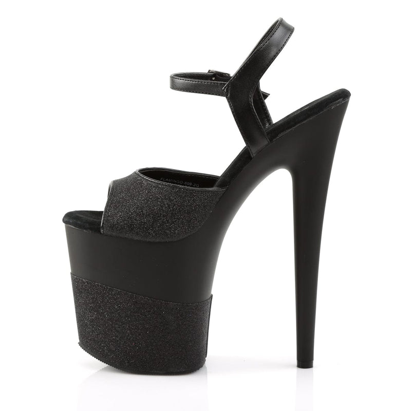 FLAMINGO-809-2G Black Glitter/Black-Glitter Platform Sandal Pleaser US Size (Women's): 5