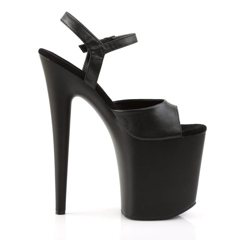 FLAMINGO-809 Black Faux Leather/Black Matte Platform Sandal Pleaser US Size (Women's): 5