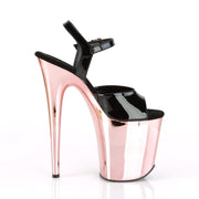 FLAMINGO-809 Black Patent/Rose Gold Chrome Platform Sandal Pleaser US Size (Women's): 5