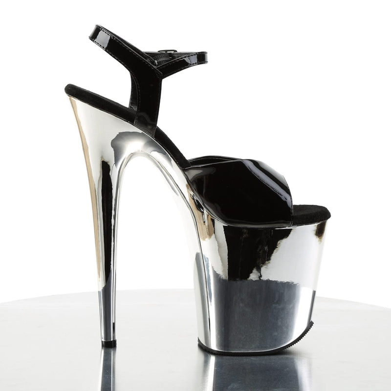 FLAMINGO-809 Black Patent/Silver Chrome Platform Sandal Pleaser US Size (Women's): 5