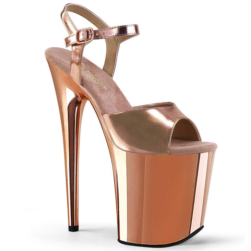 FLAMINGO-809 Rose Gold Metallic Pu/Rose Gold Chrome Platform Sandal Pleaser US Size (Women's): 5