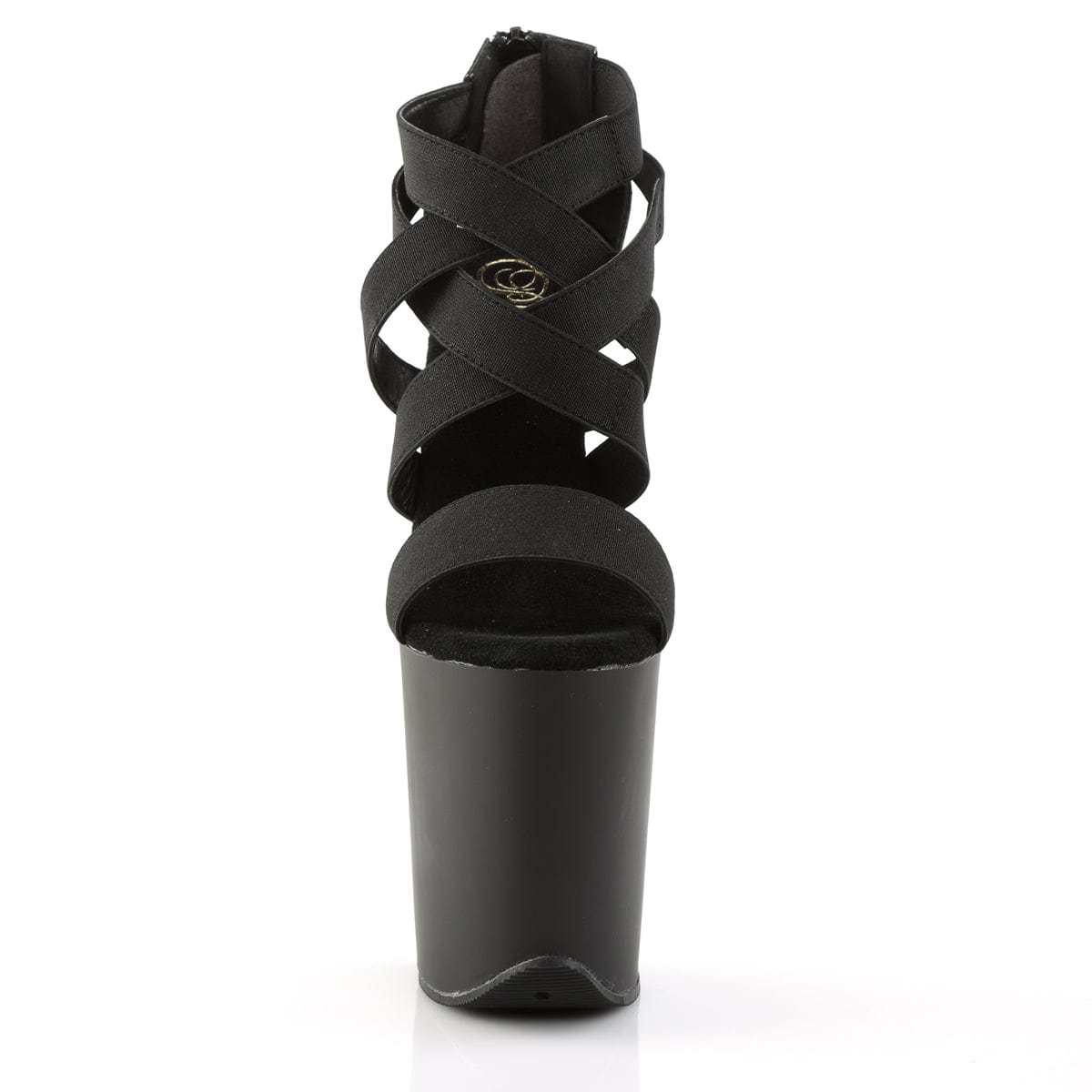 FLAMINGO-869 Black Elastic Band-Faux Leather/Black Matte Platform Sandal Pleaser US Size (Women's): 5