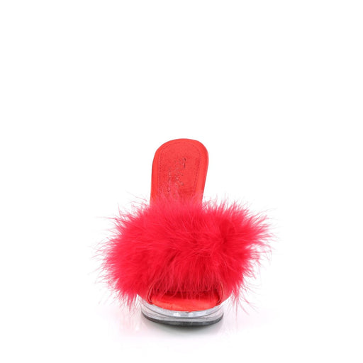GLORY-501F-8 Red Faux Leather-Fur/Clear NEW Fabulicious US Size (Women's): 5