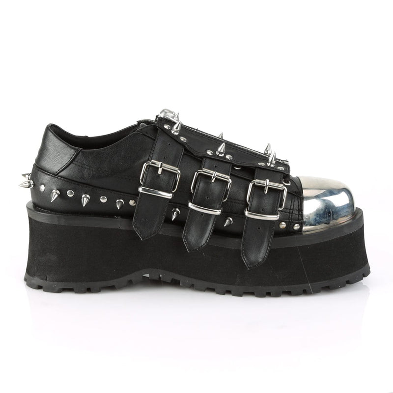 GRAVEDIGGER-03 Black Vegan Leather Shoe Demonia US Size (Unisex/Men's): 4