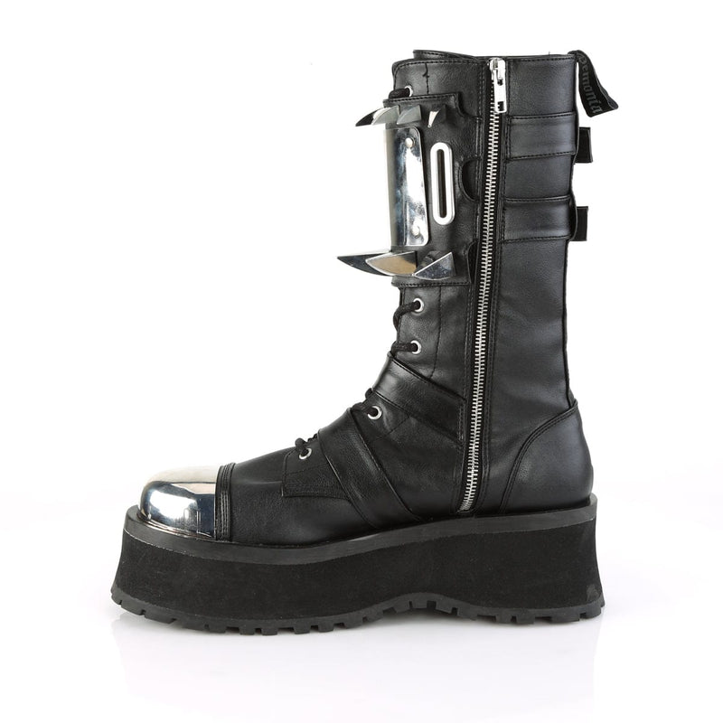 GRAVEDIGGER-250 Black Vegan Leather Mid-Calf Boot Demonia US Size (Unisex/Men's): 4