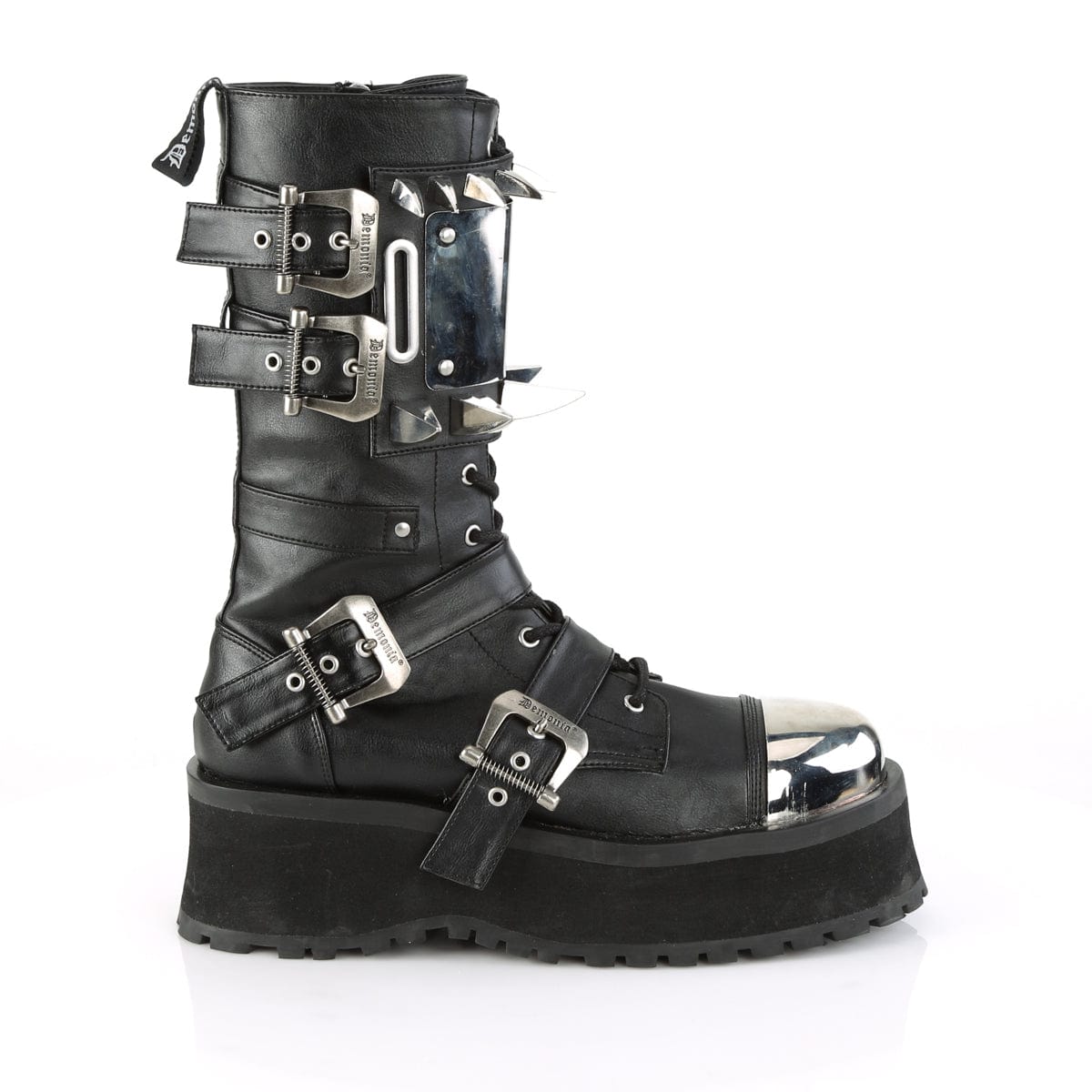 GRAVEDIGGER-250 Black Vegan Leather Mid-Calf Boot Demonia US Size (Unisex/Men's): 4