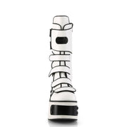 KERA-108 White Vegan Leather Mid-Calf Boot Demonia US Size (Women's): 5
