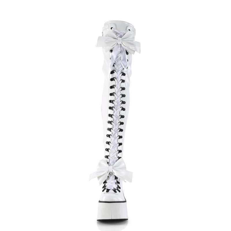 KERA-303 White Stretch Patent Thigh Boot Demonia US Size (Women's): 5