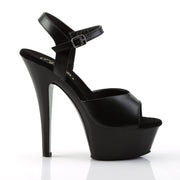 KISS-209 Black Leather/Black Platform Sandal Pleaser US Size (Women's): 5