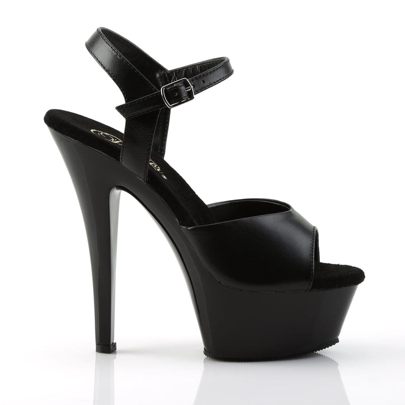 KISS-209 Black Leather/Black Platform Sandal Pleaser US Size (Women's): 5