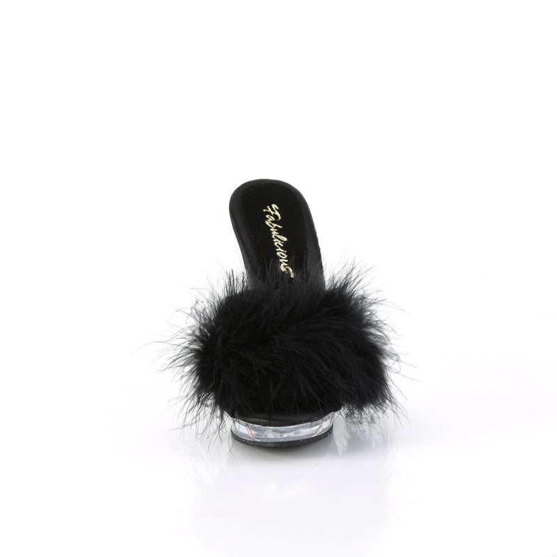 LIP-101-8 Black Satin-Fur/Clear CURRENT Fabulicious US Size (Women's): 5