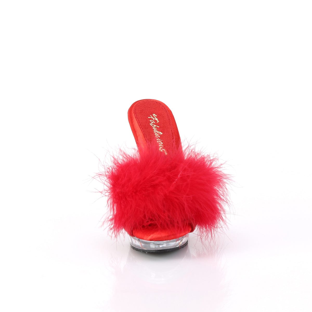 LIP-101-8 Red Satin-Fur/Clear CURRENT Fabulicious US Size (Women's): 5
