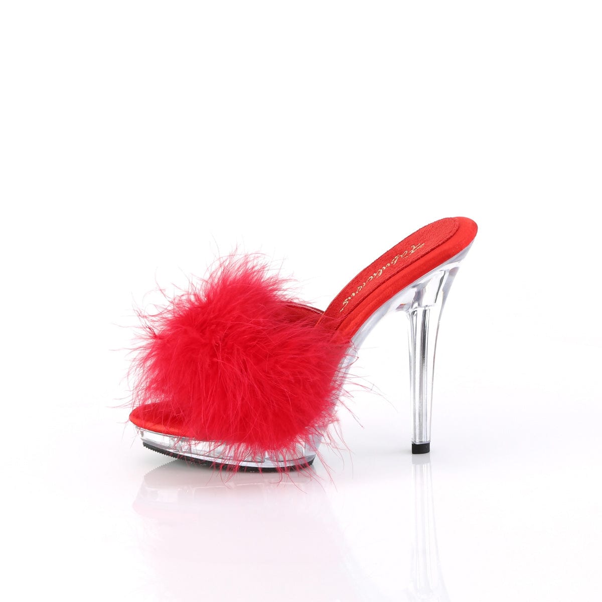 LIP-101-8 Red Satin-Fur/Clear CURRENT Fabulicious US Size (Women's): 5