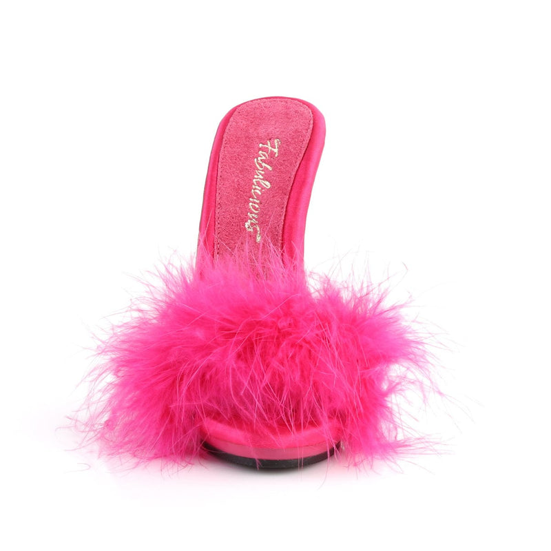 POISE-501F Hot Pink Satin-Marabou Fur/Hot Pink CURRENT Fabulicious US Size (Women's): 6