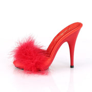 POISE-501F Red Satin-Marabou Fur/Red CURRENT Fabulicious US Size (Women's): 6