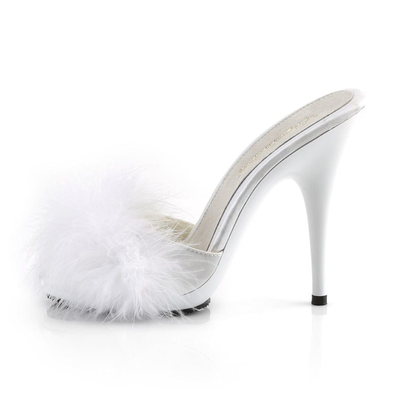POISE-501F White Satin-Marabou Fur/White CURRENT Fabulicious US Size (Women's): 6