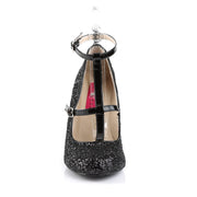 QUEEN-01 Black Glitter-Patent CURRENT Pleaser Pink Label US Size (Women's): 9