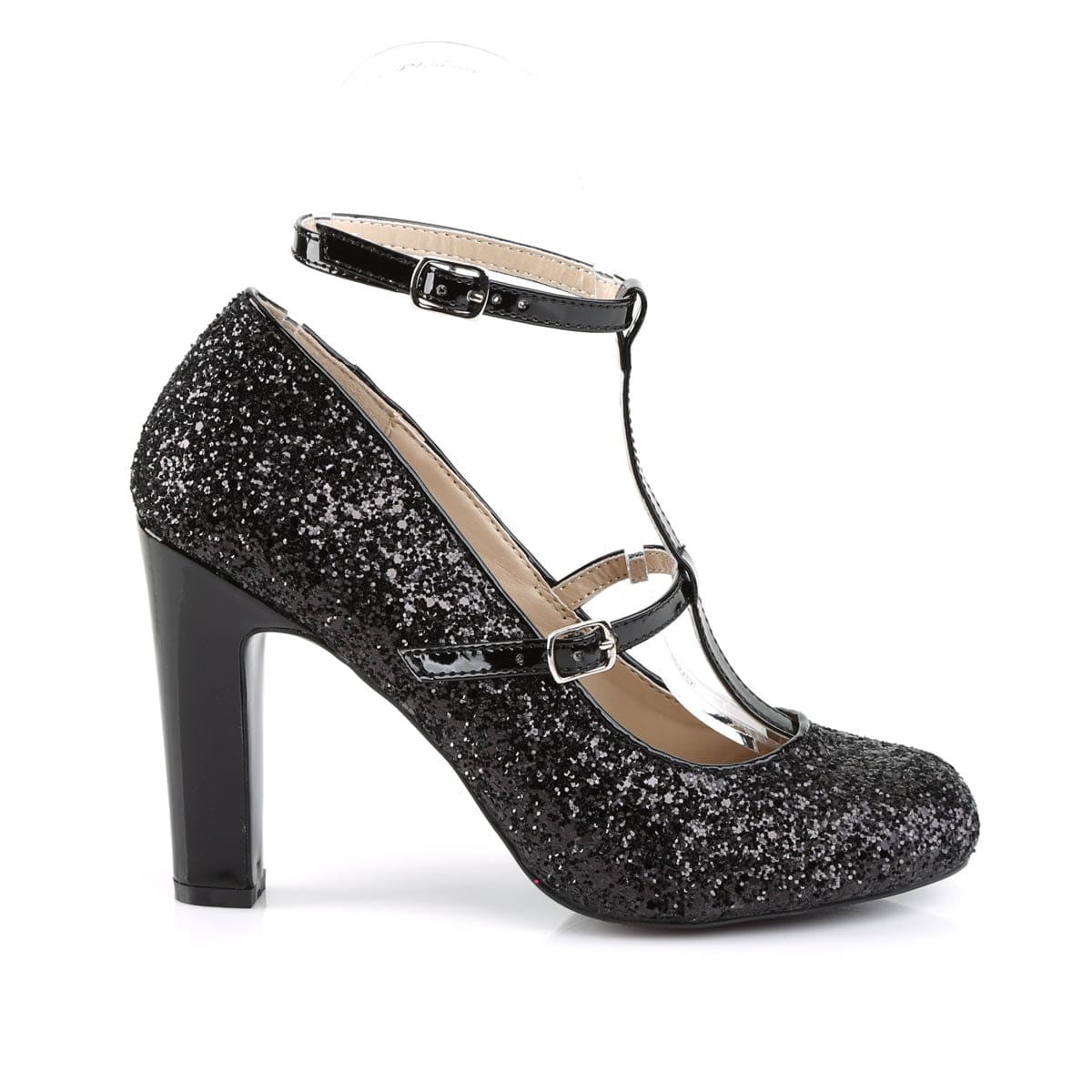 QUEEN-01 Black Glitter-Patent CURRENT Pleaser Pink Label US Size (Women's): 9