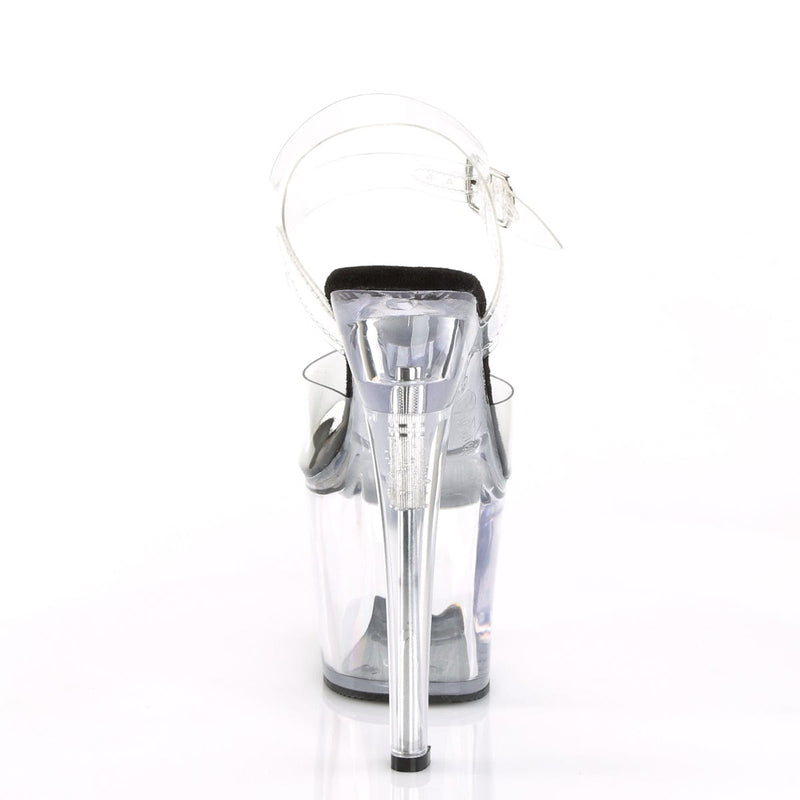 RADIANT-708 Clear-Black/Clear Platform Sandal Pleaser US Size (Women's): 5