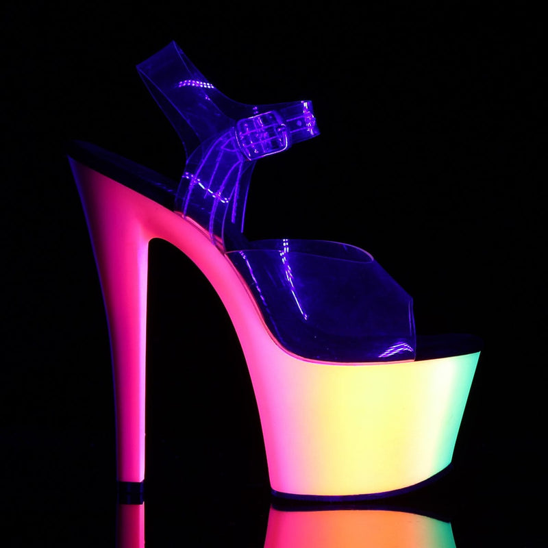 RAINBOW-308UV Clear/Neon Multi Platform Sandal Pleaser US Size (Women's): 5