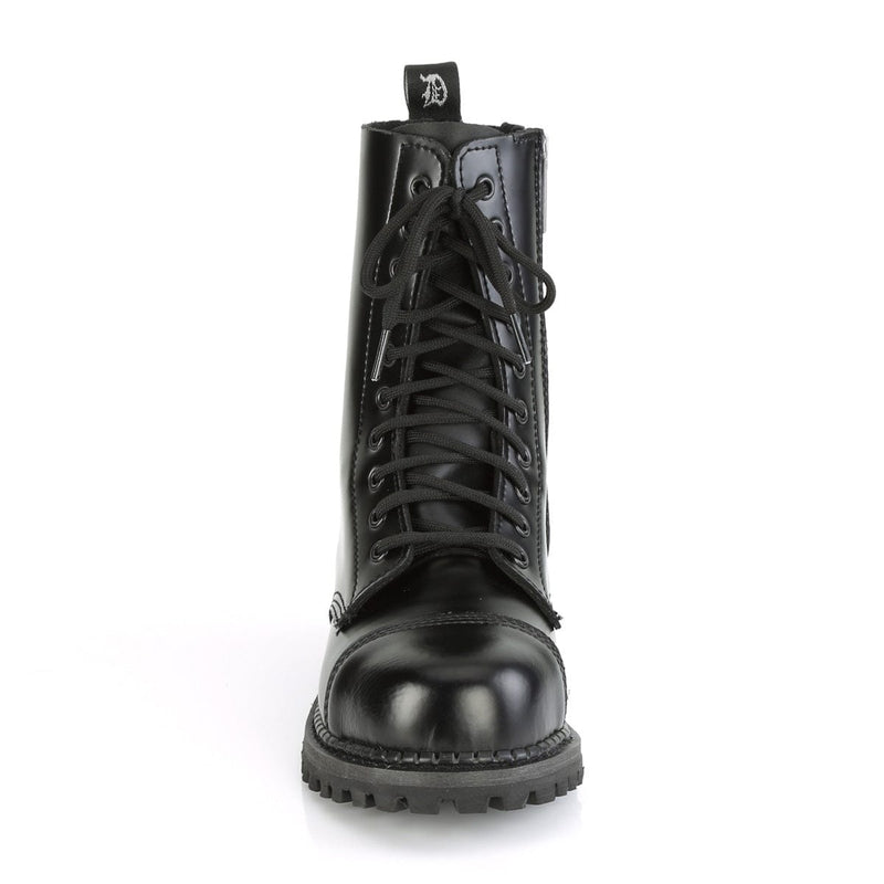RIOT-10 Black Leather Ankle Boot Demonia US Size (Unisex/Men's): 4