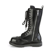 RIOT-14 Black Leather Mid-Calf Boot Demonia US Size (Unisex/Men's): 4