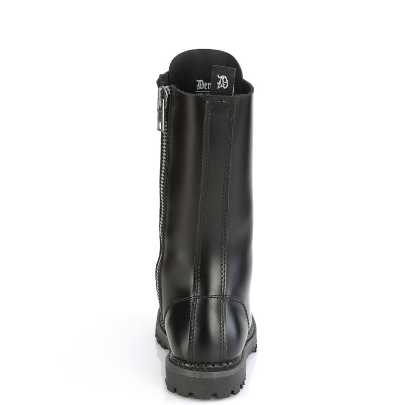 RIOT-14 Black Leather Mid-Calf Boot Demonia US Size (Unisex/Men's): 4