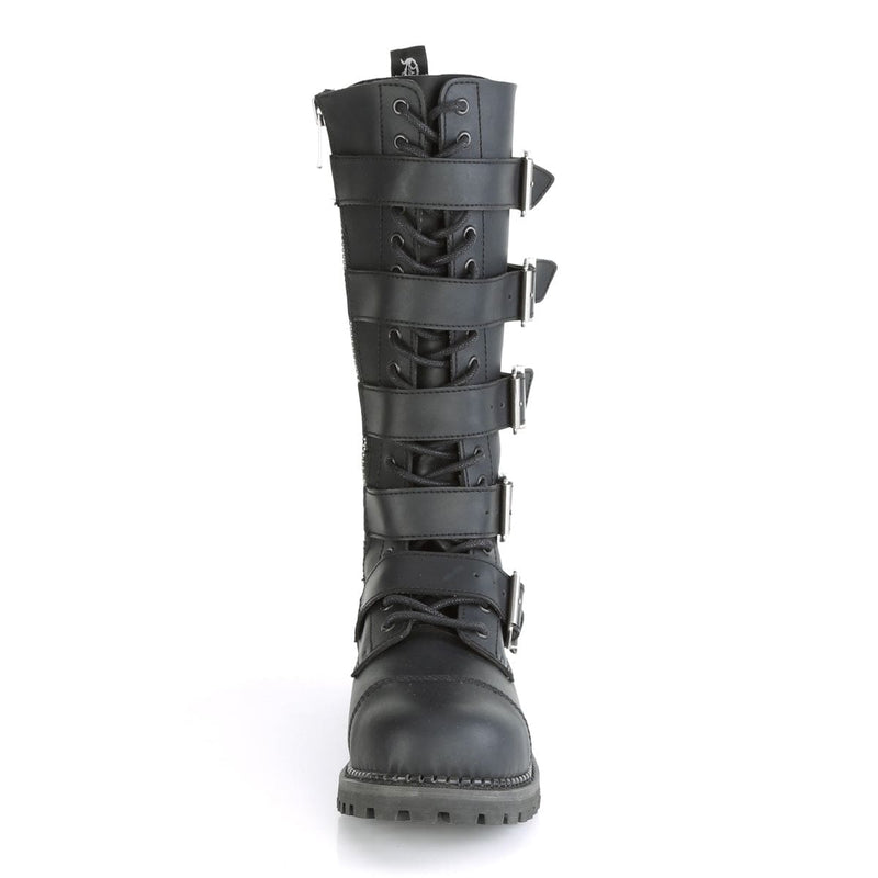 RIOT-18BK Black Vegan Leather Knee Boot Demonia US Size (Unisex/Men's): 4