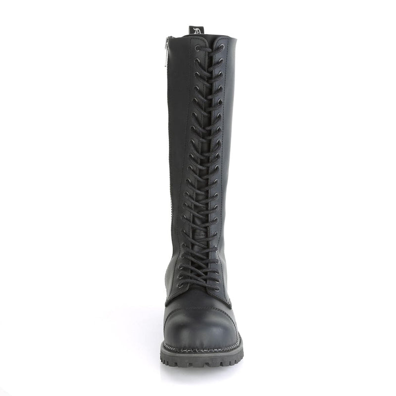 RIOT-20 Black Vegan Leather Knee Boot Demonia US Size (Unisex/Men's): 4