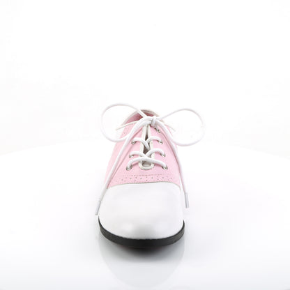SADDLE-50 Baby Pink-White Pu Funtasma