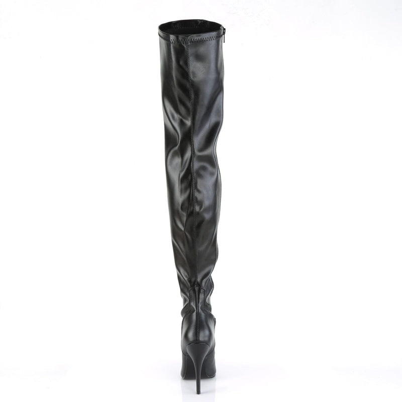 SEDUCE-3000 Black Stretch Faux Leather Thigh Boot Pleaser US Size (Women's): 6