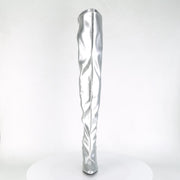 SEDUCE-3000 Silver Stretch Faux Leather Thigh Boot Pleaser US Size (Women's): 6