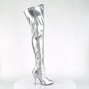 SEDUCE-3000 Silver Stretch Faux Leather Thigh Boot Pleaser US Size (Women's): 6