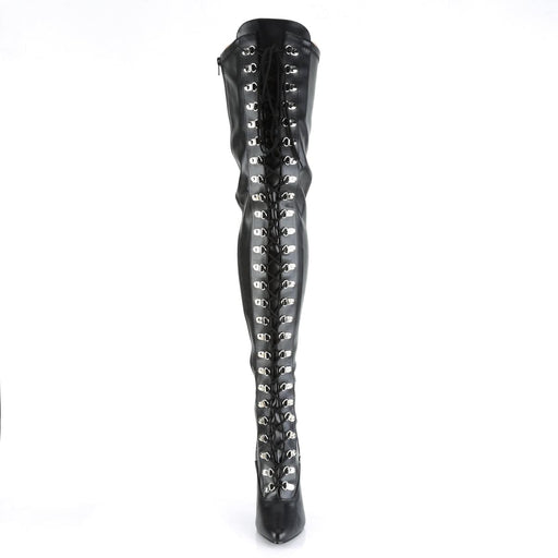SEDUCE-3024 Black Stretch Faux Leather Thigh Boot Pleaser US Size (Women's): 6