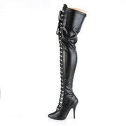 SEDUCE-3024 Black Stretch Faux Leather Thigh Boot Pleaser US Size (Women's): 6