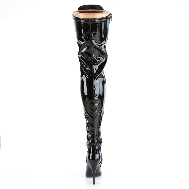 SEDUCE-3024 Black Stretch Patent Thigh Boot Pleaser US Size (Women's): 6