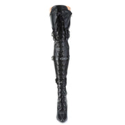 SEDUCE-3028 Black Stretch Faux Leather Thigh Boot Pleaser US Size (Women's): 6