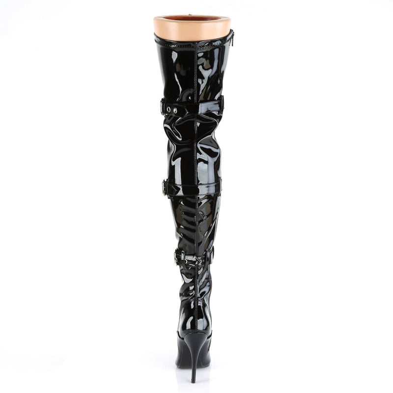 SEDUCE-3028 Black Stretch Patent Thigh Boot Pleaser US Size (Women's): 6