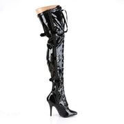 SEDUCE-3028 Black Stretch Patent Thigh Boot Pleaser US Size (Women's): 6