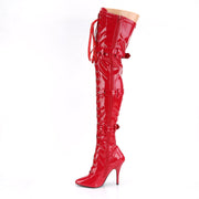 SEDUCE-3028 Red Stretch Patent Thigh Boot Pleaser US Size (Women's): 6