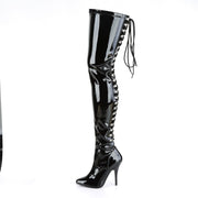 SEDUCE-3063 Black Stretch Patent Thigh Boot Pleaser US Size (Women's): 6